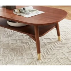 Table Basse MARCELLO Placage Noyer Double Plateau 120cm -Maison Jardin Élégance table basse marcello bois de noyer l120cm 2