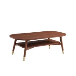 Table Basse MARCELLO Placage Noyer Double Plateau 120cm -Maison Jardin Élégance table basse marcello bois de noyer l120cm 4