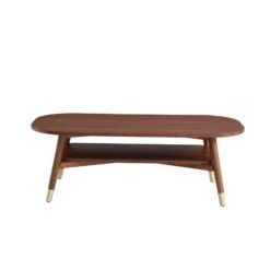 Table Basse MARCELLO Placage Noyer Double Plateau 120cm -Maison Jardin Élégance table basse marcello bois de noyer l120cm 5