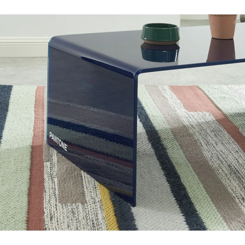 Table Basse PANTONE Verre Courbé Bleu électrique 120cm 3 Table Basse PANTONE Verre Courbé Bleu électrique 120cm – Image 3