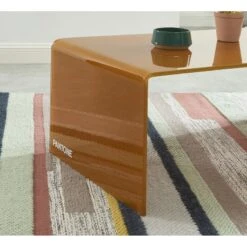 Table Basse PANTONE Verre Courbé Caramel 120cm -Maison Jardin Élégance table basse pantone verre courbe caramel 120cm 1