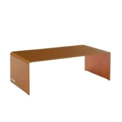Table Basse PANTONE Verre Courbé Caramel 120cm -Maison Jardin Élégance table basse pantone verre courbe caramel 120cm 3