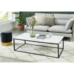 Table Basse TELMA Marbre Blanc Naturel 120cm