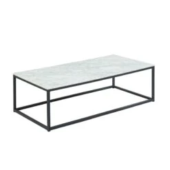 Table Basse TELMA Marbre Blanc Naturel 120cm -Maison Jardin Élégance table basse telma marbre blanc naturel 120cm 3