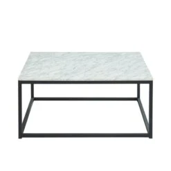 Table Basse TELMA Marbre Blanc Naturel 80cm -Maison Jardin Élégance table basse telma marbre blanc naturel 80cm 2