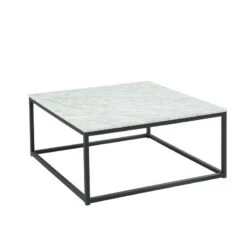 Table Basse TELMA Marbre Blanc Naturel 80cm -Maison Jardin Élégance table basse telma marbre blanc naturel 80cm 3