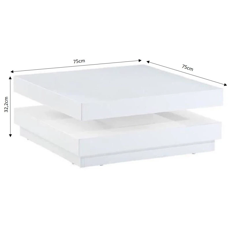 Table Basse VEGAS Laqué Blanc Brillant Plateau Pivotant 2 Table Basse VEGAS Laqué Blanc Brillant Plateau Pivotant – Image 2