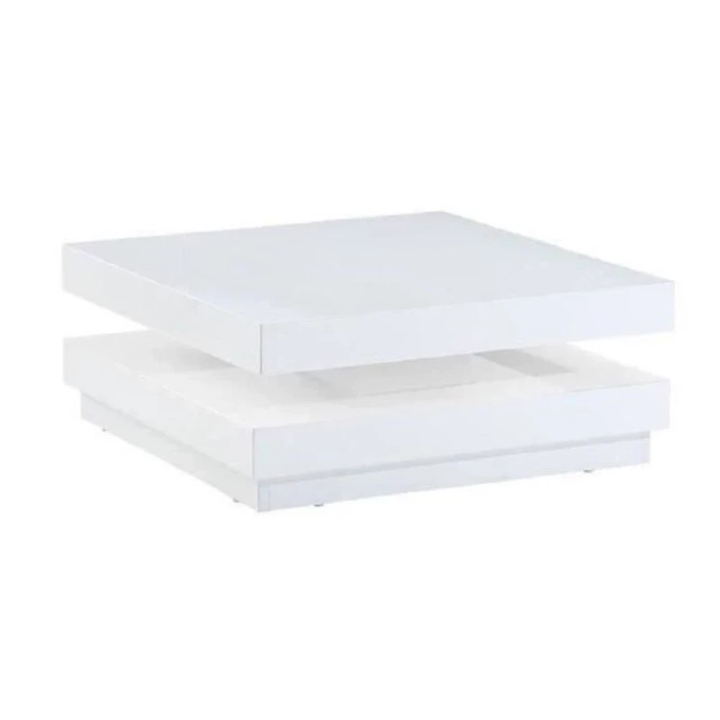 Table Basse VEGAS Laqué Blanc Brillant Plateau Pivotant 3 Table Basse VEGAS Laqué Blanc Brillant Plateau Pivotant – Image 3