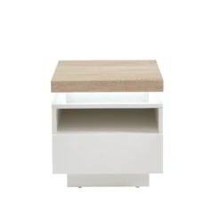 Table De Chevet à Led COSMOS Laqué Blanc Et Effet Chêne 1 Tiroir -Maison Jardin Élégance table de chevet a led cosmos laque blanc et effet chene 1 tiroir 6