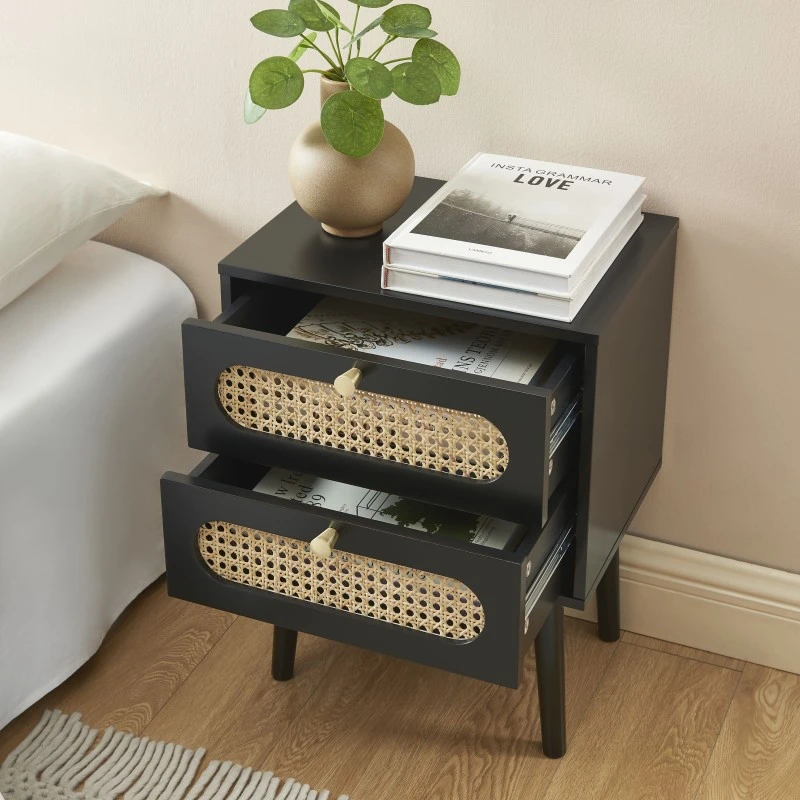 Table De Chevet ANATOLE Noir Et Cannage Rotin 3 Table De Chevet ANATOLE Noir Et Cannage Rotin – Image 3