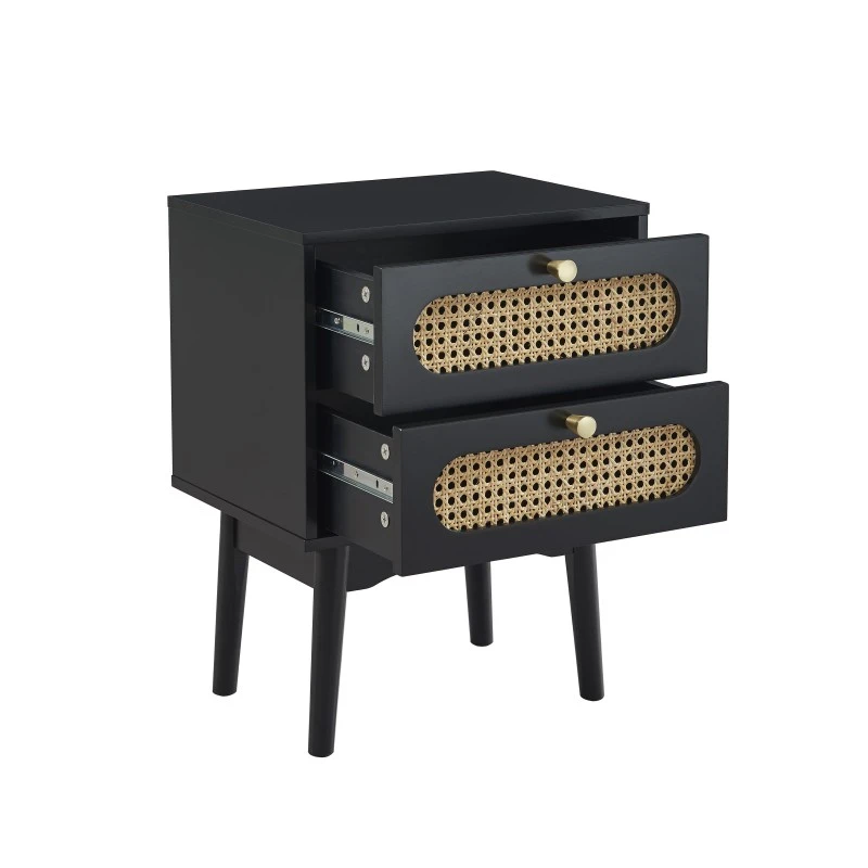 Table De Chevet ANATOLE Noir Et Cannage Rotin 5 Table De Chevet ANATOLE Noir Et Cannage Rotin – Image 5