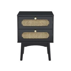 Table De Chevet ANATOLE Noir Et Cannage Rotin 11 Table De Chevet ANATOLE Noir Et Cannage Rotin -Maison Jardin Élégance table de chevet anatole noir et cannage rotin 4
