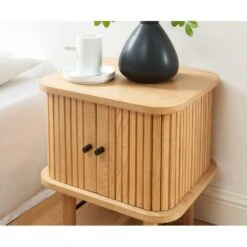 Table De Chevet ERNEST Frêne Portes Tambour -Maison Jardin Élégance table de chevet ernest 2 portes coulissantes 2 niches bois l45cm 3