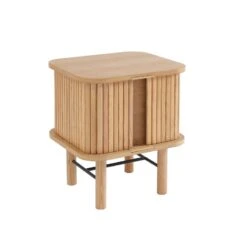 Table De Chevet ERNEST Frêne Portes Tambour -Maison Jardin Élégance table de chevet ernest 2 portes coulissantes 2 niches bois l45cm 5