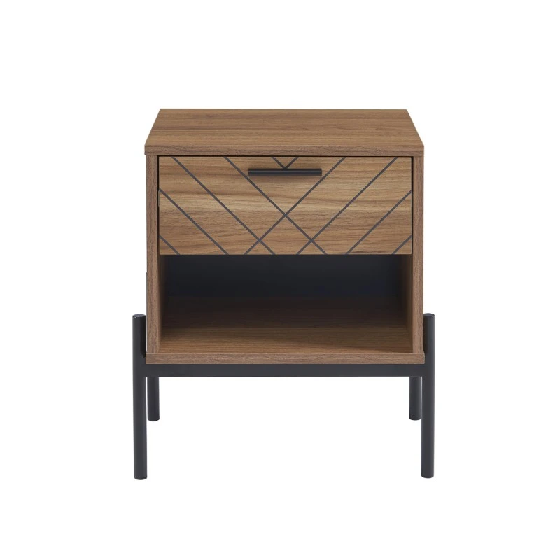 Table De Chevet GEOMA Effet Chêne Foncé Et Motifs 1 Tiroir 5 Table De Chevet GEOMA Effet Chêne Foncé Et Motifs 1 Tiroir – Image 5