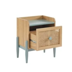 Table De Chevet PABLO Bleu Et Cannage Rotin 1 Tiroir -Maison Jardin Élégance table de chevet pablo bleu et cannage rotin 1 tiroir 5