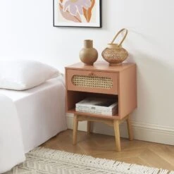 Table De Chevet SIXTINE Terracotta Et Cannage Rotin -Maison Jardin Élégance table de chevet sixtine terracotta et cannage rotin 1