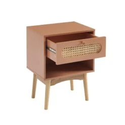 Table De Chevet SIXTINE Terracotta Et Cannage Rotin -Maison Jardin Élégance table de chevet sixtine terracotta et cannage rotin 4