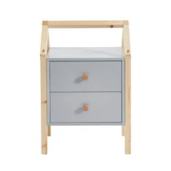 Table De Chevet TINY Gris 2 Tiroirs -Maison Jardin Élégance table de chevet tiny gris 2 tiroirs 3