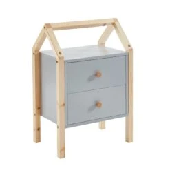 Table De Chevet TINY Gris 2 Tiroirs -Maison Jardin Élégance table de chevet tiny gris 2 tiroirs 4