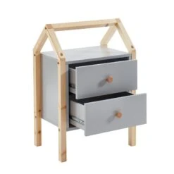 Table De Chevet TINY Gris 2 Tiroirs -Maison Jardin Élégance table de chevet tiny gris 2 tiroirs 5