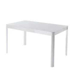 Table à Manger DAVIA Laqué Blanc Brillant 140cm -Maison Jardin Élégance table de sejour davia laque blanc brillant l140cm 3