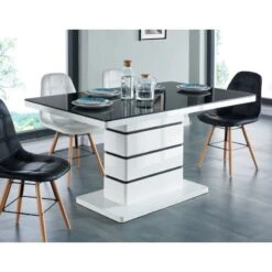 Table De Séjour LUCIA Laqué Blanc Brillant 150cm