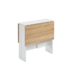 Table Pliable JUNO Blanc Et Effet Chêne 104cm -Maison Jardin Élégance table de sejour pliante juno 3