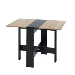 Table Pliable JUNO Noir Et Effet Chêne 104cm -Maison Jardin Élégance table de sejour pliante juno 6
