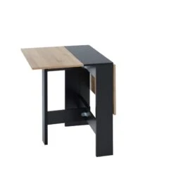 Table Pliable JUNO Noir Et Effet Chêne 104cm -Maison Jardin Élégance table de sejour pliante juno 7