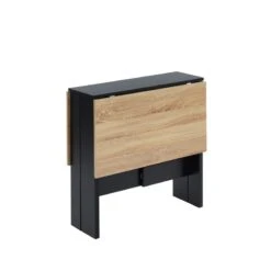 Table Pliable JUNO Noir Et Effet Chêne 104cm -Maison Jardin Élégance table de sejour pliante juno 8