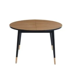 Table Extensible CAVALLO Effet Chêne Pieds Noirs 120 à 150cm -Maison Jardin Élégance table extensible cavallo 120cm 4