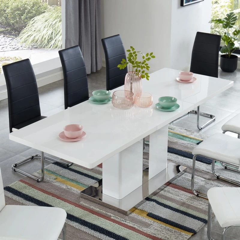 Table Extensible JADE Laqué Blanc Brillant 160 à 220cm 3 Table Extensible JADE Laqué Blanc Brillant 160 à 220cm – Image 3