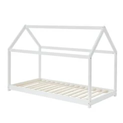Lit Enfant Cabane TINY Pin Blanc 70x140 Sommier Inclus -Maison Jardin Élégance tiny70140bl lit cabane blanc 3