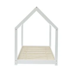 Lit Enfant Cabane TINY Pin Blanc 70x140 Sommier Inclus -Maison Jardin Élégance tiny70140bl lit cabane blanc 4