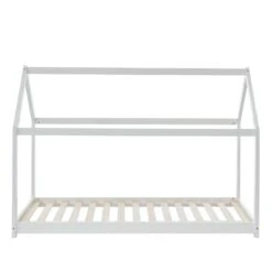Lit Enfant Cabane TINY Pin Blanc 90x190 Sommier Inclus -Maison Jardin Élégance tiny90190bl lit cabane blanc 2