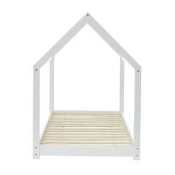 Lit Enfant Cabane TINY Pin Blanc 90x190 Sommier Inclus -Maison Jardin Élégance tiny90190bl lit cabane blanc 4
