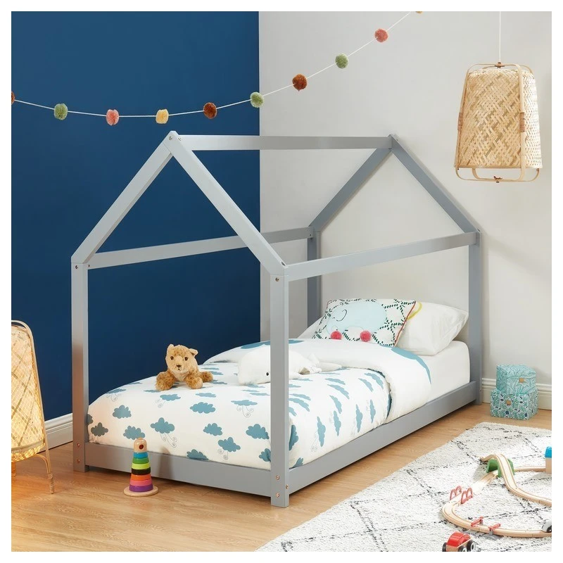 Lit Enfant Cabane TINY Pin Gris 90x190 Sommier Inclus 2 Lit Enfant Cabane TINY Pin Gris 90x190 Sommier Inclus – Image 2