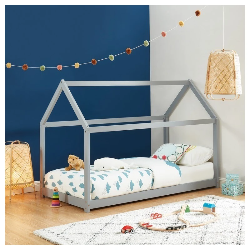 Lit Enfant Cabane TINY Pin Gris 90x190 Sommier Inclus 1 Lit Enfant Cabane TINY Pin Gris 90x190 Sommier Inclus