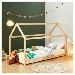 Lit Enfant Cabane TINY Pin Naturel 90x190 Sommier Inclus