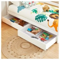 Lit Cabane Avec Tiroirs TINY Pin Blanc 90x190 Sommier Inclus -Maison Jardin Élégance tinydrabl lit cabane 90x190 bl 2