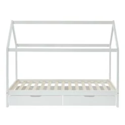 Lit Cabane Avec Tiroirs TINY Pin Blanc 90x190 Sommier Inclus -Maison Jardin Élégance tinydrabl lit cabane 90x190 bl 3