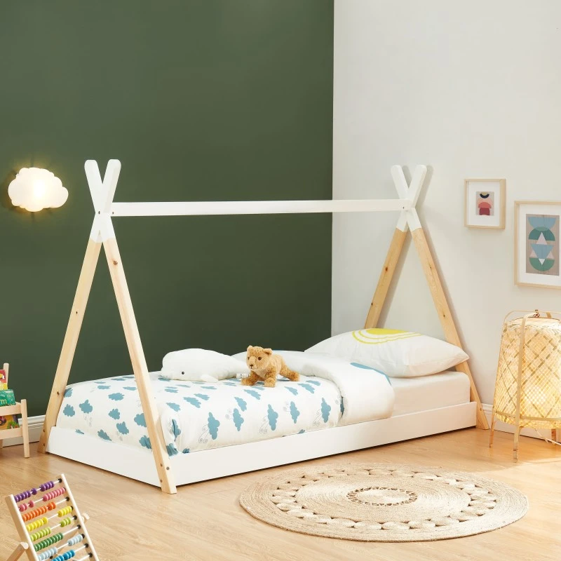 Lit Enfant Tipi TINY Pin Blanc 90x190 Sommier Inclus 1 Lit Enfant Tipi TINY Pin Blanc 90x190 Sommier Inclus