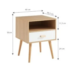 Table De Chevet ULOS Blanc Et Effet Chêne 1 Tiroir 40cm -Maison Jardin Élégance uloschbl table de chevet blch 4