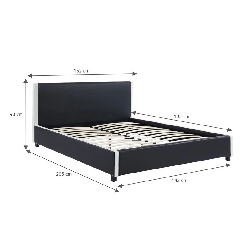 Lit à Led VOLTIGE Simili Noir Et Blanc 140x190 Sommier Inclus 2 Lit à Led VOLTIGE Simili Noir Et Blanc 140x190 Sommier Inclus – Image 2