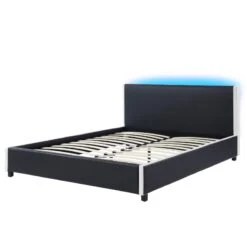 Lit à Led VOLTIGE Simili Noir Et Blanc 140x190 Sommier Inclus 9 Lit à Led VOLTIGE Simili Noir Et Blanc 140x190 Sommier Inclus -Maison Jardin Élégance voltige140 lit led noir blanc 3